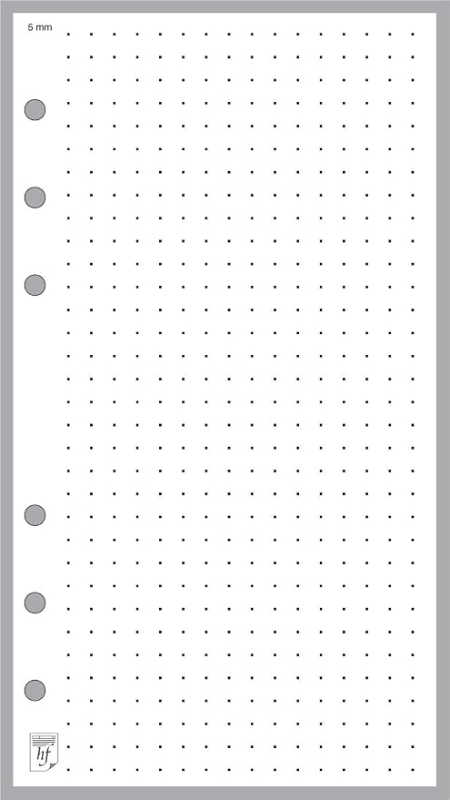 Personal Size 5mm Dot Grid Paper Refill, Sized and Punched for Filofax Personal Notebook (3.7" x 6.75")