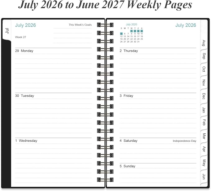 2026-2027 Pocket Planner/Calendar - 2026-2027 Weekly & Monthly Planner from July 2026 to June 2027, 12 Months Tabs, 3.75" x 6.75", Green