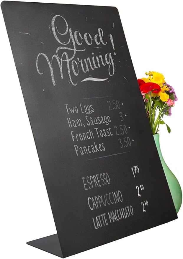 Metal Chalkboard Sign 11 x 17 inches - Food Signs for Party Buffet, Mini Chalkboard Sign, Food Display Card, Kitchen Tabletop Chalkboards, Small Standing Menu Boards for Wedding