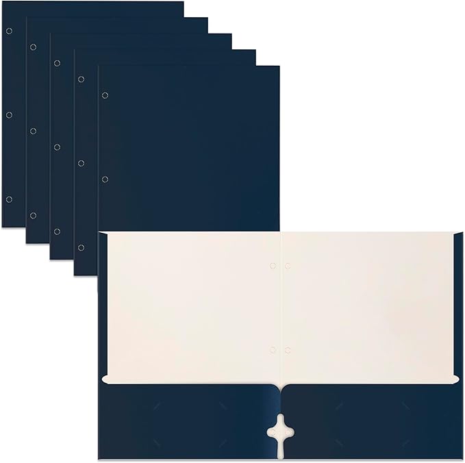 Better Office Products Two Pocket Portfolio Folders, 50-Pack, Navy Blue, Letter Size Paper Folders, 50 Pieces, Dark Blue