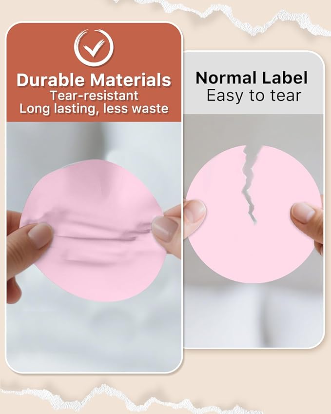 iEager 3 Inch Circle Thermal Sticker Labels, Self-Adhesive Round Direct Thermal Label, Multi-Purpose Roll Thermal Stickers, 500 Labels, Pink
