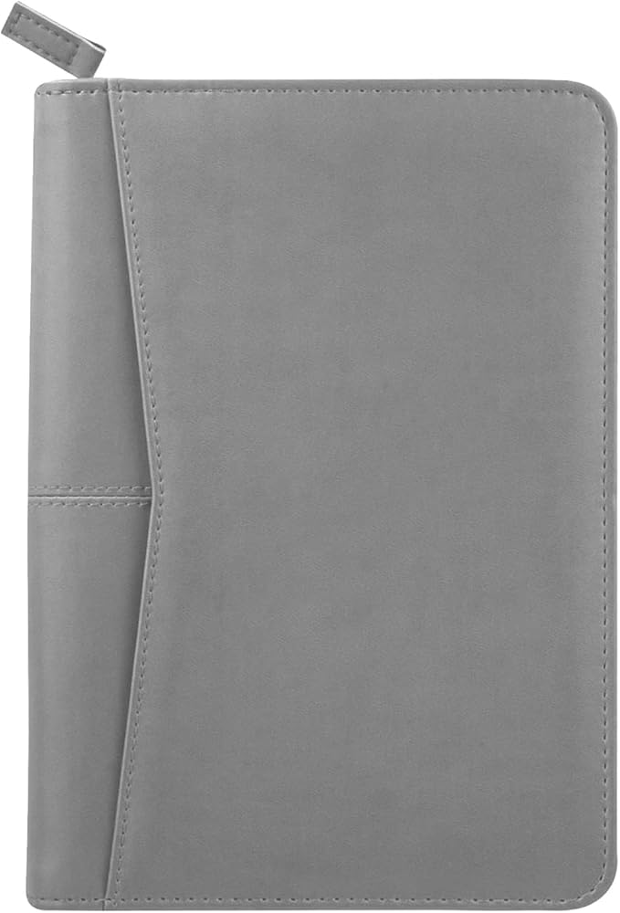 Junior Padfolio Portfolio with 5 x 8 Writing Pad, A5 Business Portfolio Binder Folder Organizer Multi-Function Combination Case for Men Women, Gray