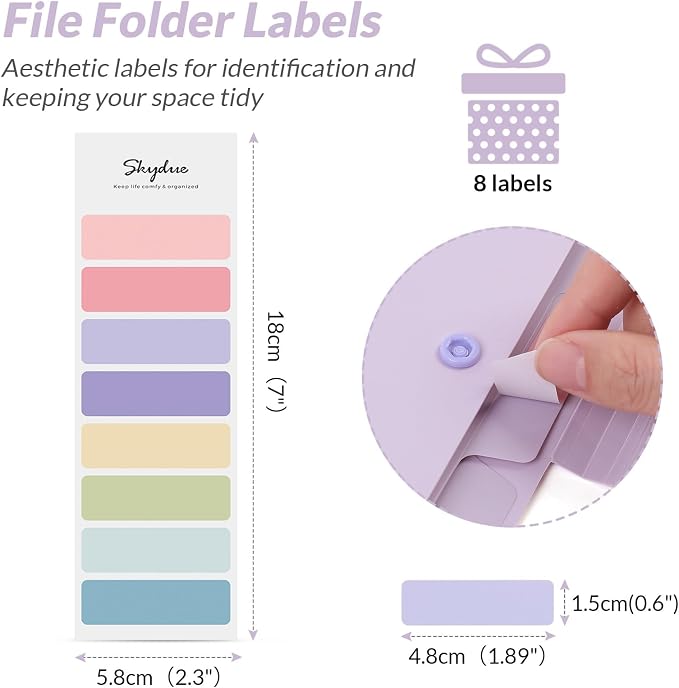 SKYDUE Expanding File Organizer with 5 Pockets, Accordion File Folders with Labels, Portable Document Paper Bill Receipt Organizer, Home College School Office Supplies, Letter Size, Lilac