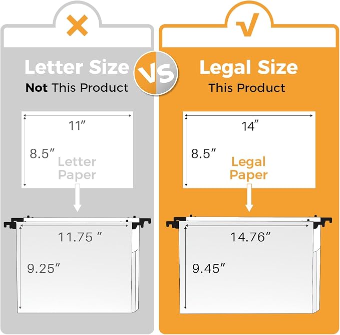 Ansook Legal Size Hanging File Folders,12 Pack Plastic Legal Size File Folders Hanging with Tabs, Heavy Duty 1 Inch Expansion, Assorted Colors, Hanging Organizers Home Office School for Filing Cabinet