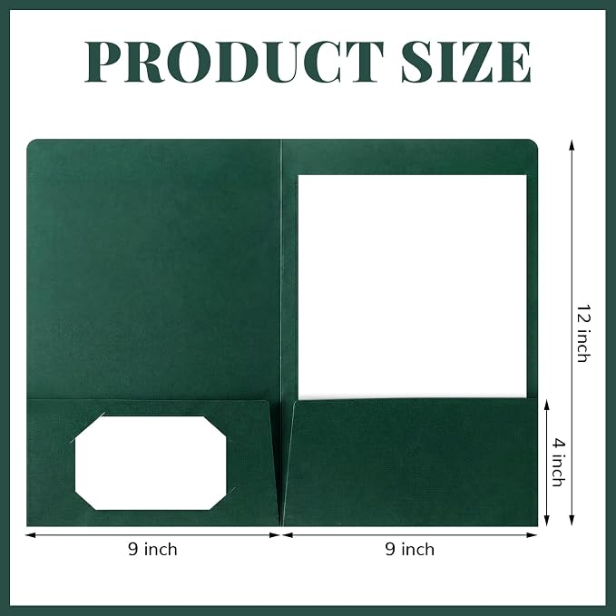 Affrolling 50 Pack 6 x 9 Inch Welcome Pocket Folders Church Visitor Welcome Folder Presentation Folder Employee File Folders for Weddings, Party, Conference, Seminars, Bar Mitzvah (Dark Green Linen)