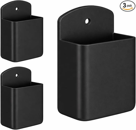 3 Pcs Remote Control Holder Wall Mount Self Adhesive Remote Holder TV Controller Holders Wall Storage Organizers Accessories for Home Office School(Black)