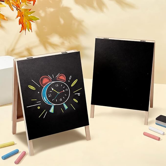 PH PandaHall 2pcs Wood Chalkboard Sign Double-Sided Tabletop Chalkboard Chalk Board Stand Sign Small Blackboard Easel for Home Office School Restaurant Business Wedding Event Decor, 11.5x8.2 Inch