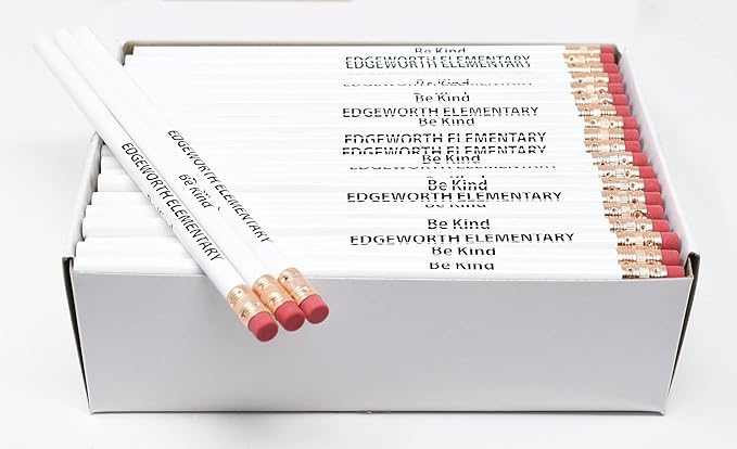 Pencil Guy Promotional Personalized Imprinted White Round Pencils.-1000 per box. 19 colors to choose from!