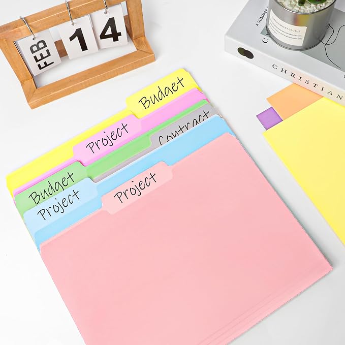 240 Pack File Folders, 1/3 Cut Tab Colored File Folders Letter Size 8.5 x 11 Inch, Filing Folder for Office School Business, 8 Pastel Colors