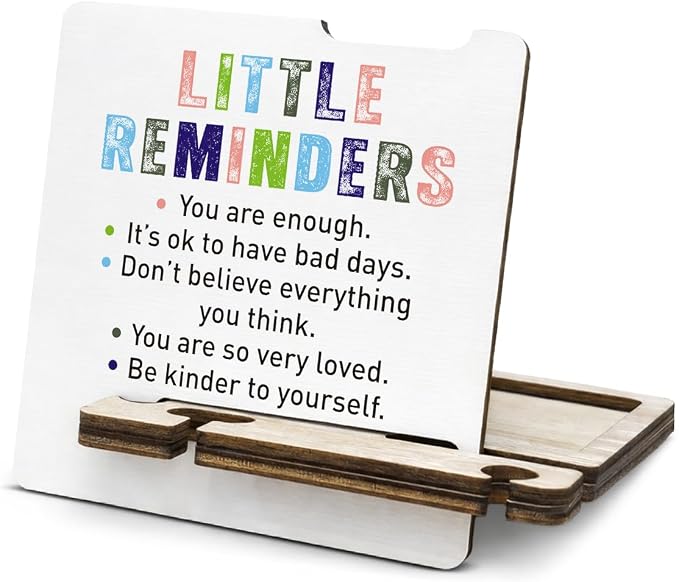 Inspirational Gifts for Employee Cooworker - Multi-functional Desk Organizer - Motivational Little Reminders Wood Sign for Office Desk Table Shelf Decor