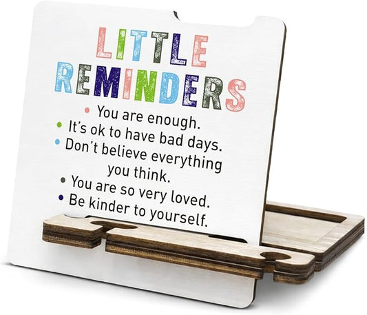 Inspirational Gifts for Employee Cooworker - Multi-functional Desk Organizer - Motivational Little Reminders Wood Sign for Office Desk Table Shelf Decor