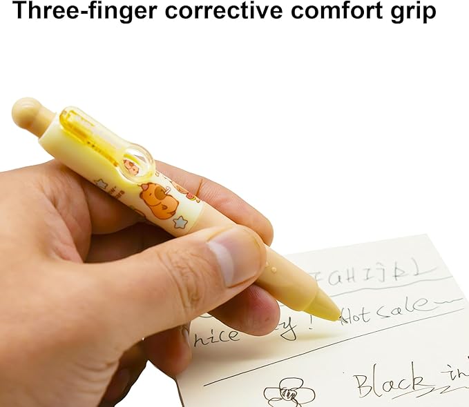 Maydahui 8 Pcs Cute Mini Capybara and Panda Pens Changeable Images Retractable Short Small Pocket Size Kawaii Animal Style Black Ink for Purse Notebook Shcool Office Supplies