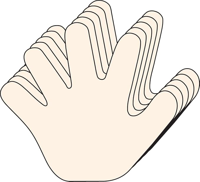 SHAPES ETC. 31 Pcs Hand Large Single Color Paper Cut-Outs 5.5in, Bulletin Board Decorations, Classroom Decor, Craft Projects, All About Me, Handprint Wreath, Craft Supplies, Made in USA (Manila)