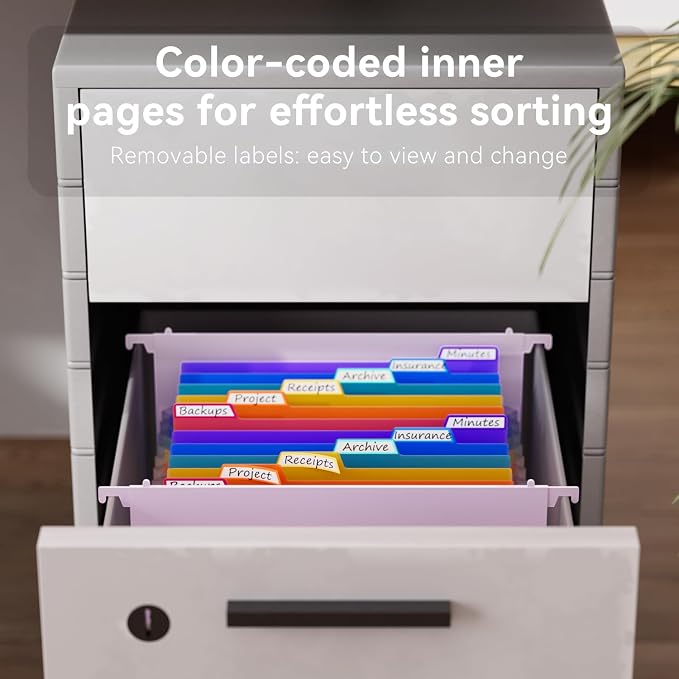 ThinkTex Plastic Expanding Hanging File Folders,12 Accordion Pockets,Large Capacity for Letter Size, Organizer for Filing Cabinet,Ideal for Tax,Contracts,Invoices,for Office,School & Home,Purple