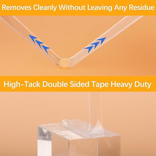 Double Sided Fabric Tape Heavy Duty,Strong Adhesive Removable No Residue Fabric Tape for Clothing, Hemming Tape for Curtains (Nano Tape-0.6inch*16.5ft)
