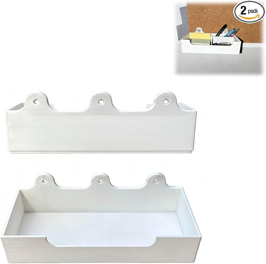 Cork Board Tray Push Pin Organizer, Desk Corkboard Accessory Holder Shelf for Office & Home Organization,2 packs
