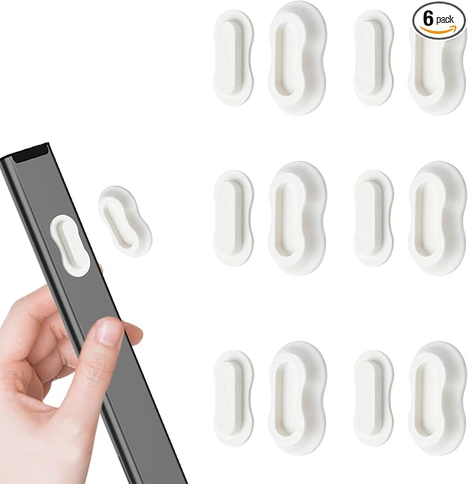 6pcs Magnetic Remote Control Holder, No Drill Wall Mount Silicone TV Remote Holder Self-Adhesive Universal Organizer Storage for Air Conditioner Fan Media AC RV Accessories (White)