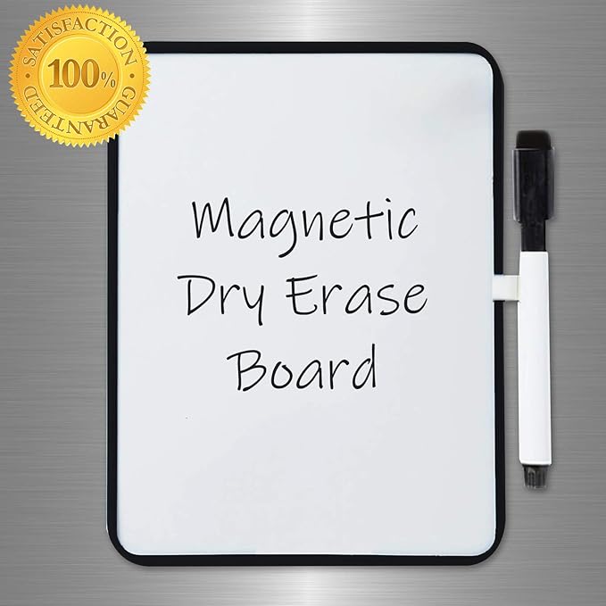 PTY Magnetic Dry Erase Board 6" x 8" with Magnetic Marker and 2 Magnets - Mini Whiteboard for School Locker, Fridge, Office, Home (Blue Framed)