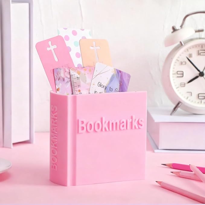 3D Printed Book Shaped Bookmark Holder Bookish Gifts Gift Bookish Accessory Office Desk Supplies Funny Bookmark Accessories End of Year Gift for Teacher(Pink)