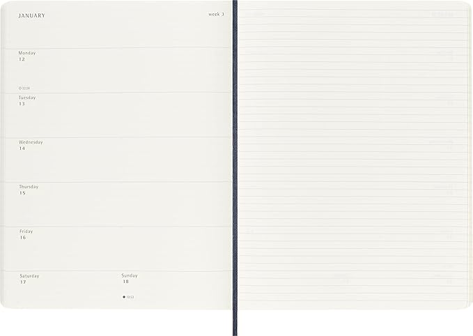Moleskine Classic 12 Month 2026 Weekly Planner, Soft Cover, XL (7.5" x 9.75"), Sapphire Blue, 144 pages