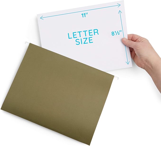 50 Extra Capacity Hanging File Folders, Heavy Duty Expanding Hang Folders with 2’’ Expansion, Standard Letter Size, Designed to Store Bulky Files, 50 Pack