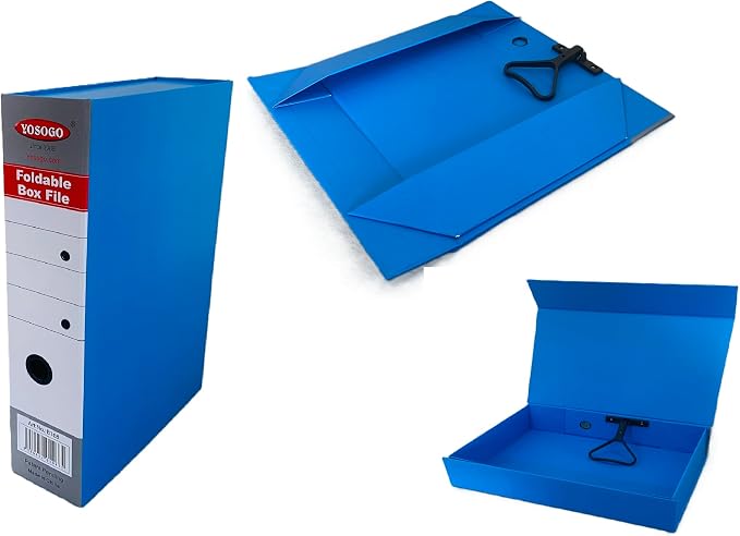Blue Folding Box File Binder Folder - Portable and Convenient Document Organizer with Magnetic Closure - Instantly Fold and Unfold to Save Space. Made from Eco-Friendly Recycled Carboard (4)