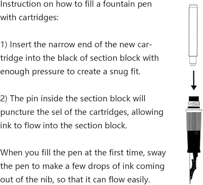 Jinhao Fountain Pen Black Ink Cartridge International Standard 2.6mm Bore Diameter Ink Refill Set of 30 PCS