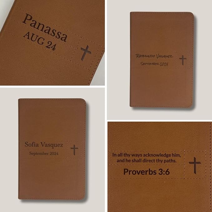 Personalized NIV Small Compact Bible New International Version Faux Leather Holy Bible Small Print with Debossed Custom Name Up to 2 Rows of Text, Gift for Christian & Religious Celebrations, Brown