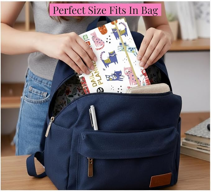 2026-2027 Academic Planner Weekly and Monthly, A5 Agenda July 26 - June 27 with 100GSM Thick Paper, Hardcover Notebook with Tabs,Elastic Closure & Inner Pocket,Cute Cat for Women,Teacher,Students