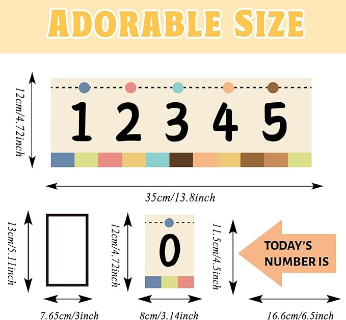 Number Bulletin Board -20 to 120 for Wall Classroom, Boho Bulletin Border Trim Decor, Boho Home-School Classroom Math Learning Supplies for Teachers Students