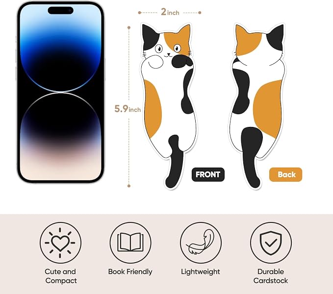 Cute Cat Bookmarks, 10 Pieces Bookmarks for Women Teachers Students Book Lovers Reading, Bookish Gifts for Cat Lovers, for School Office Home Supplies