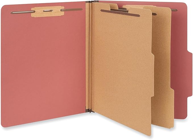 Universal 10270 Pressboard Classification Folder, Letter, Six-Section, Red, 10/Box