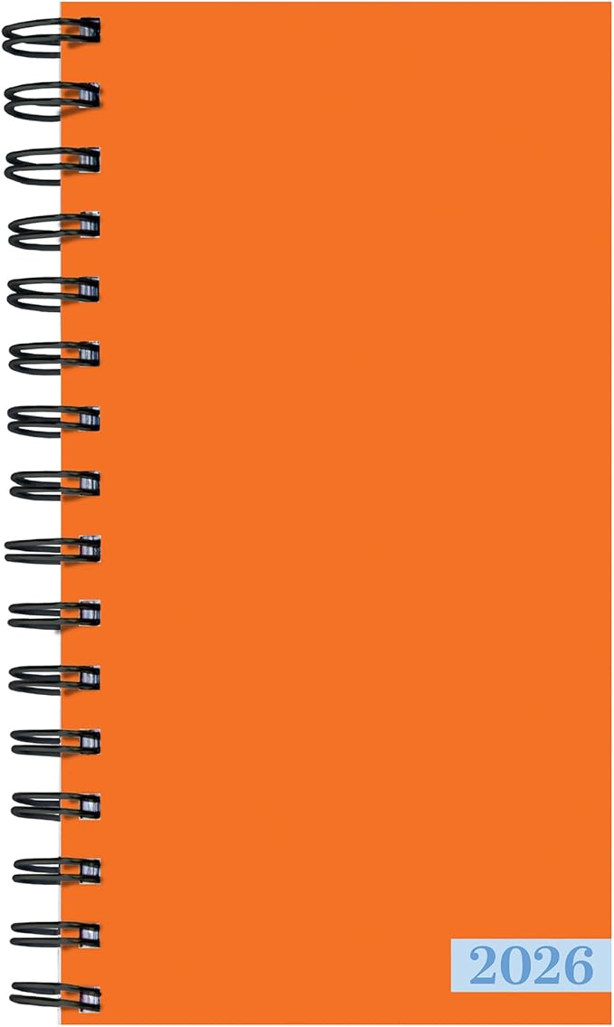 TF Publishing 2026 Orange Small Weekly Monthly Planner with 2-Page Monthly Calendar Grid, Weekly Planning Pages, and Lined Notes Section in Back - Mini Planner for Pocket or Purse - 3.5in x 6.5in