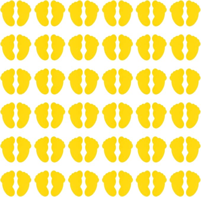 PATIKIL Foot Shaped Carpet Markers, 72pcs (36pairs) Nylon Floor Spots Markers Colorful Hook and Loop Marker Dots for Classroom Teacher Supplies, Yellow