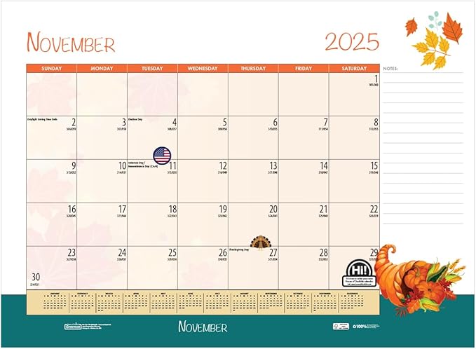 2025-2026 House of Doolittle Seasonal/Holiday 22" x 17" Academic Monthly Desk Pad Calendar (1395-26)