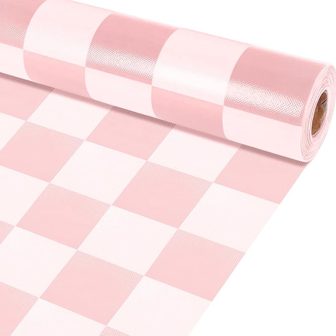 Pink Checked Bulletin Board Roll Pastel Pink Reusable Waterproof Erasable Bulletin Poster Non-Woven Fabric Bulletin Board for Mother's Day Easter Classroom Decor Wrapping Paper Crafts 15.55in x 12ft