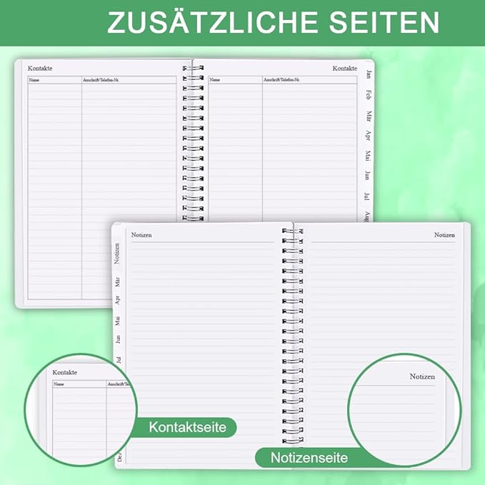 2026 Planner - Monthly Planner Runs January 2026 to December 2026, 6.25" x 8.25", 12 Monthly Tabs, 14 Notes Page, Inner Pocket, Flexible Cover with Twin-Wire Binding, Planners 2026, Green