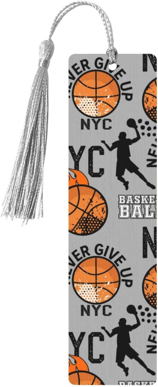 Basketball 5pcs Wood Bookmarks with Tassel for Planner Reading Book Lovers Accessory Readers Men Women 4.6 X 1.2 Inch