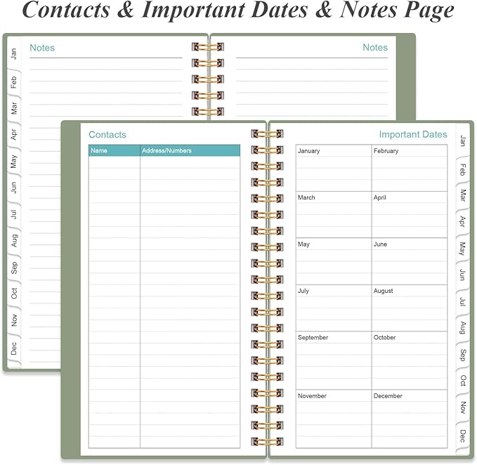 2026 Pocket Planner/Calendar - 2026 Weekly & Monthly Planner from January 2026 to December 2026, 12 Months Tabs, 3.75" x 6.75", Green