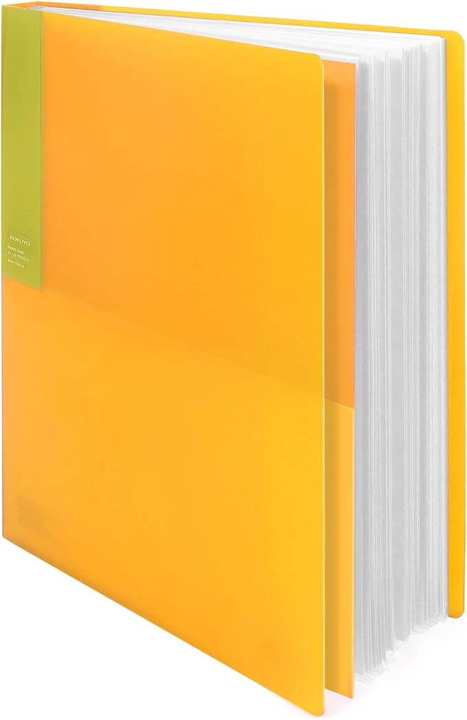 Kokuyo 40-Pocket Binder with Plastic Sleeves (Yellow), A4 Art Portfolio Folder with Clear Sheet Protectors. 80 Pages of Presentation Display Book. Japan Import (CTRA-C40Y)