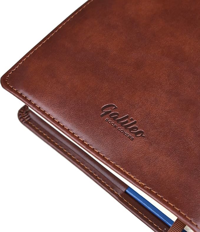 GALILEO® Single AA Big Book Cover with Coin Holder | PU Leather | AA Book Covers for Hardcover | AA Gift | Alcoholics Anonymous | Luxury Design (Single/Serenity Prayer/Brown)
