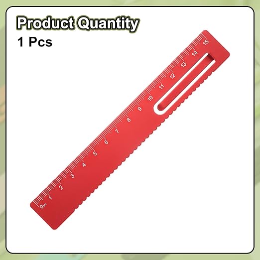 HARFINGTON Straight Ruler 15cm Metric Metal Aluminum Alloy Measuring Bookmark Clip Ruler Scale Tool for Measure Study Reading Classroom Office, Red