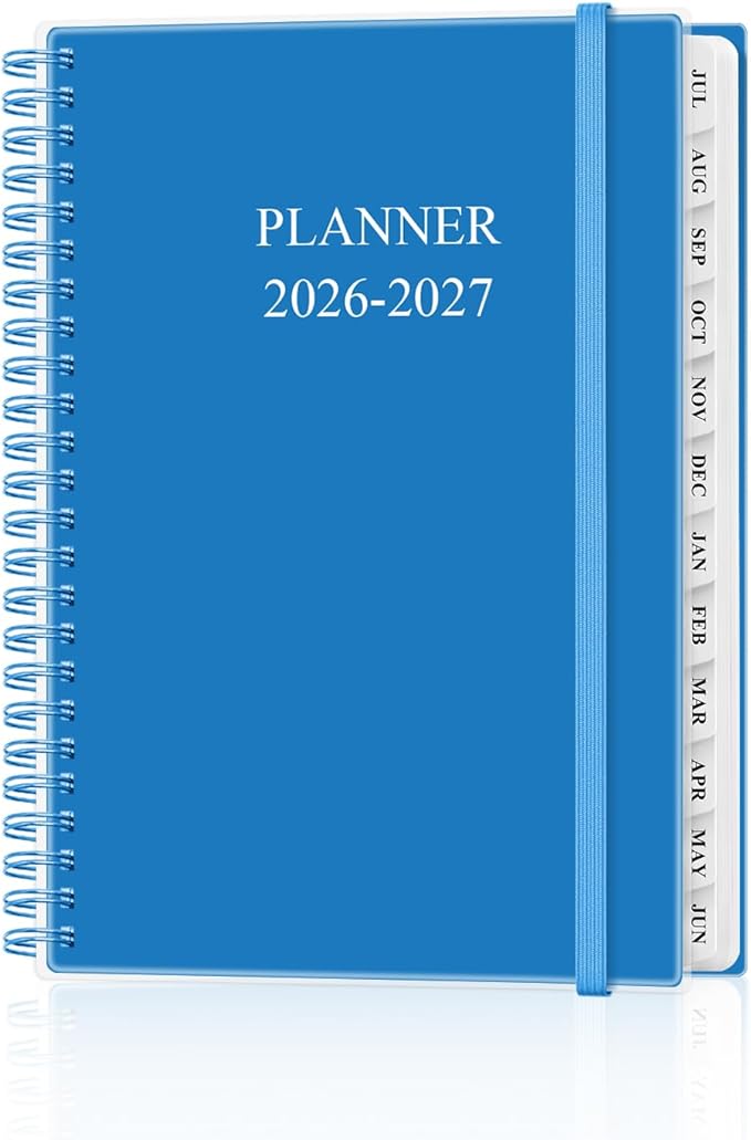 Academic Planner 2026-2027 - Weekly & Monthly Planner from July 2026 to June 2027, Agenda 2026 2027 with Inner Pocket, Elastic Band, 6.4" x 8.5", Blue