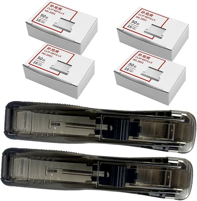 Office Stapler Set with Refillable Stapler and Document Binding Clips with 200pcs Refill Staples Multi-Function Paper Fastening Tool for Home and Office Use