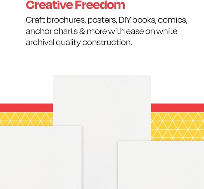 School Smart Folding Bristol Board, 12 x 18 Inches, White, Pack of 100