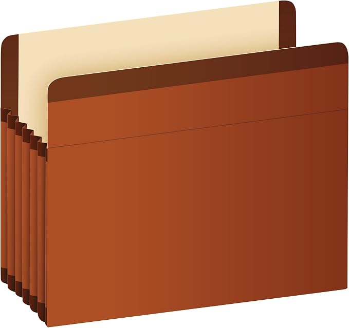 Pendaflex Premium Reinforced File Pockets, Letter Size, Brown, 5.25 inch Expansion, 5 per box (85545)
