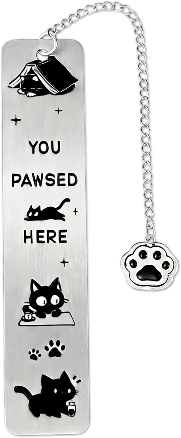 Cat Bookmark, Zinc Alloy Cute Black Cat Bookmark Funny Aesthetics Reading Accessories for Reading Women Men Student Book Enthusiasts Gift (Style 1)