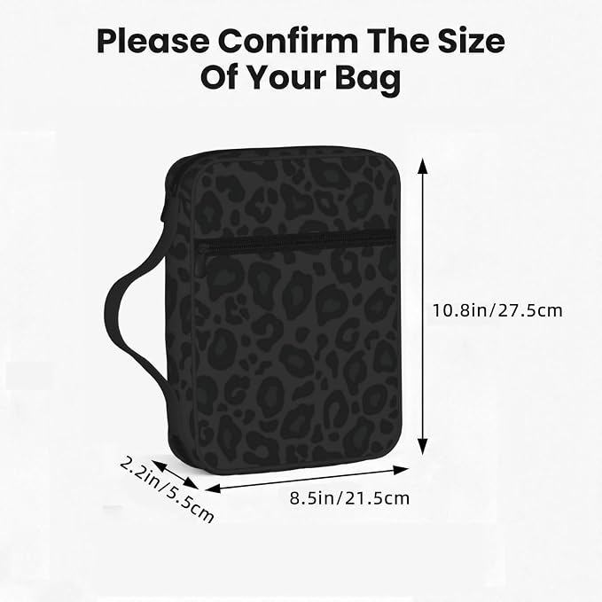Black Leopard Cheetah Print Animal Skin Print Bible Cover Case Carrying Book Protector Case Bible Study Supplies Accessories Holder Case Christian Gift for Women Men