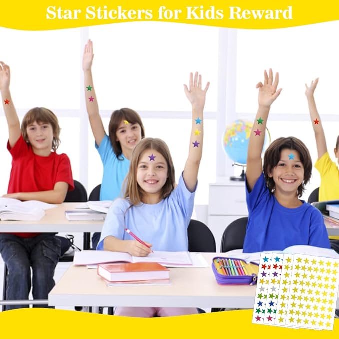 1620 PCS Small Star Stickers - 30 Sheets Foil for Kids Reward, Mini Gold Rainbow for School Planner, Behavior Chart, Classroom Teacher Supplies, DIY