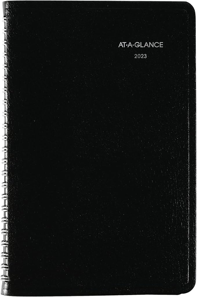 AT-A-GLANCE 2023 Weekly Planner, DayMinder, Hourly Appointment Book, 5" x 8", Small, Black (G20000)